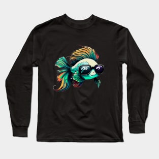 COOL BETTA FISH WITH SUNGLASSES Long Sleeve T-Shirt